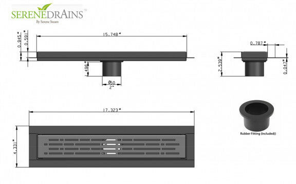 SereneDrains Linear Shower Drain with Hair Trap Set, Brushed Nickel Broken Lane Design