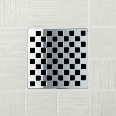 Ebbe E4807 Weave Polished Chrome Square Shower Drain with Installation Kit