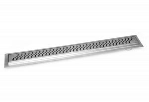 Side Outlet Linear Shower Drain, Ocean Wave Design by SereneDrains