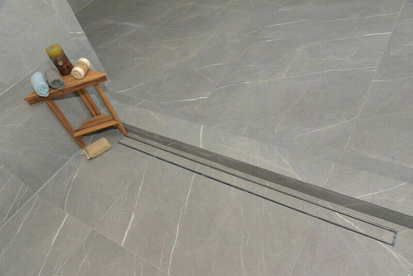 Side Outlet Linear Shower Drain, Tile Insert Design by SereneDrains