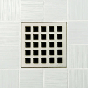 Ebbe E4803 Quadra Satin Nickel Square Shower Drain with Installation Kit