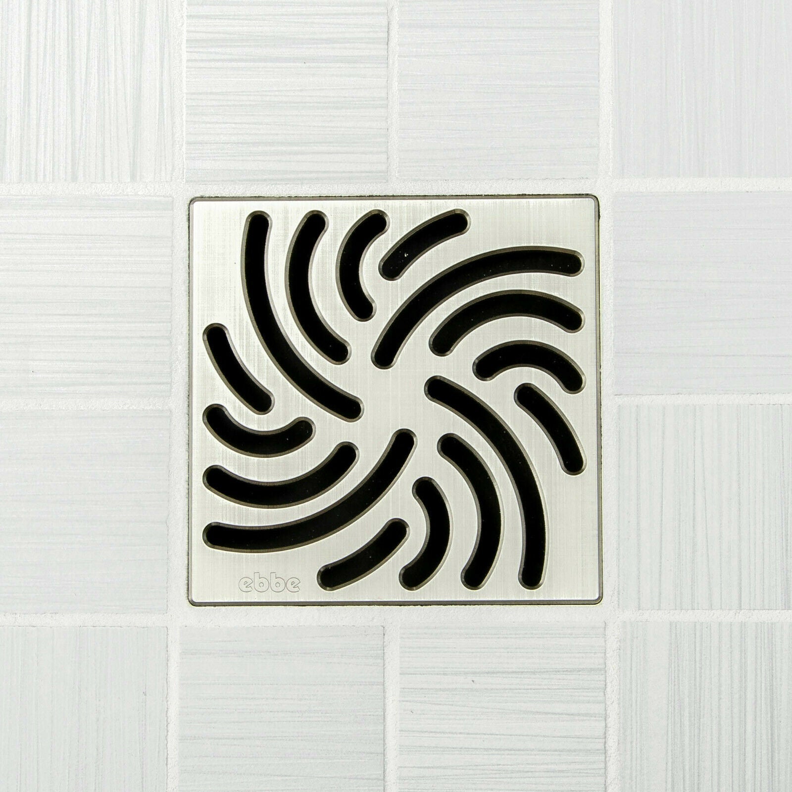 Ebbe E4806 Twister Brushed Nickel Square Shower Drain with Installation Kit