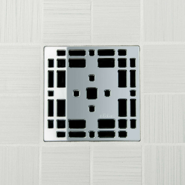 Ebbe E4801 Prairie Polished Chrome Square Shower Drain with Installation Kit