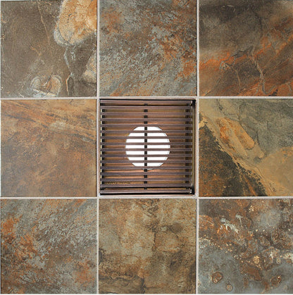 SereneDrains 4 Inch Square Shower Drain Oil Rubbed Bronze