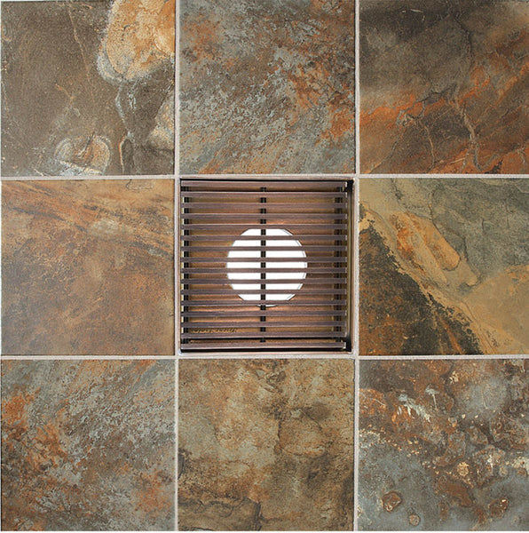 SereneDrains 4 Inch Square Shower Drain Oil Rubbed Bronze