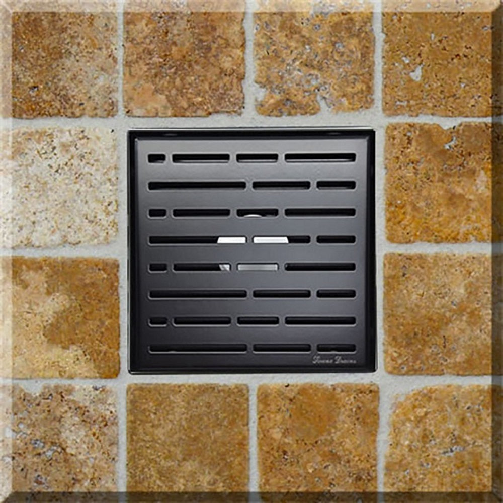 SereneDrains 6 Inch Matte Black Square Shower Drain Cover