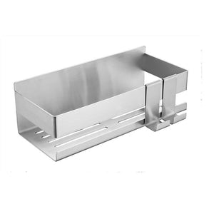 Wall-Mounted Stainless Steel Bathroom Storage Shelf with Two Hooks