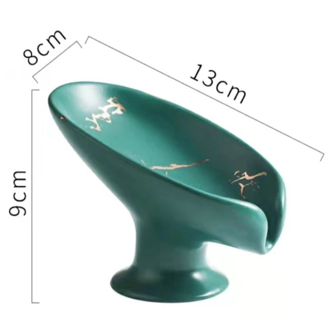 Green Ceramic Soap Dish with Drain Tray