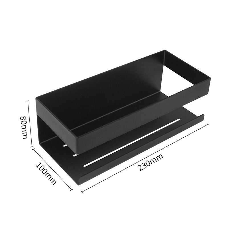 Wall-Mounted Stainless Steel Bathroom Storage Shelf with Two Hooks