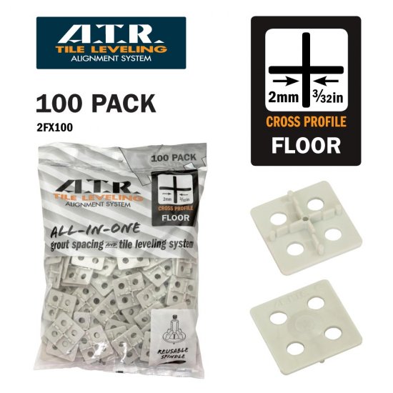 ATR Tile Leveling System 100 Floor Only Cross Spacers 2mm