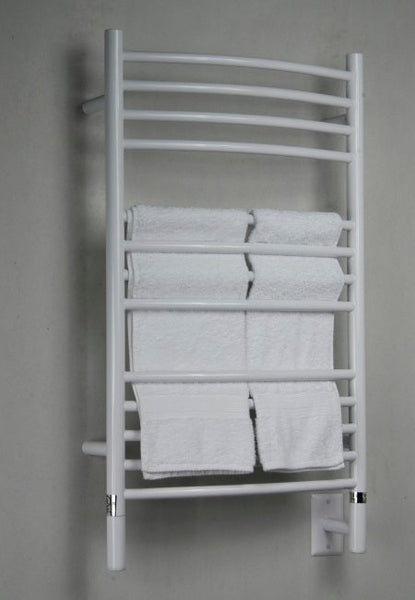 White Towel Warmer, Amba Jeeves C Curved, Hardwired, 13 Bars, W 21" H 36"