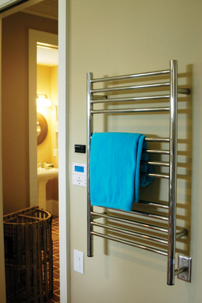 Polished Towel Warmer, Amba Jeeves C Straight, Hardwired, 13 Bars, W 21" H 36"