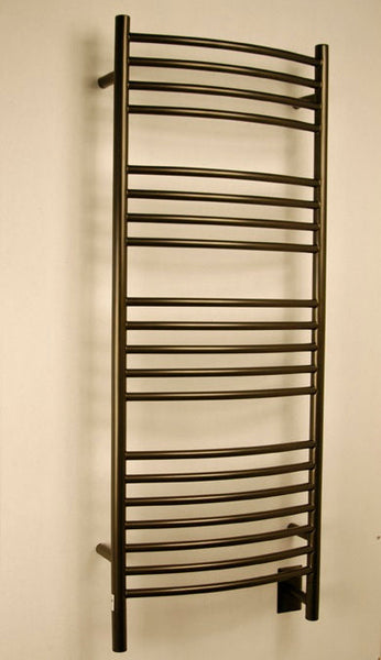 Oil Rubbed Bronze Towel Warmer, Amba Jeeves D Curved, Hardwired, 20 Bars, W 21" H 53"