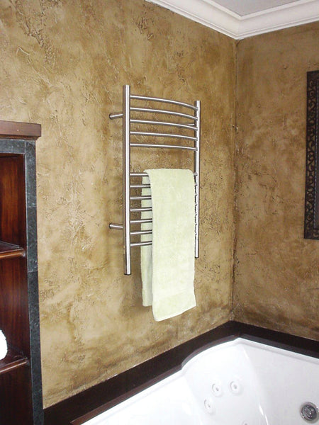 Brushed Towel Warmer, Amba Jeeves E Curved, Hardwired, 12 Bars, W 21" H 31"