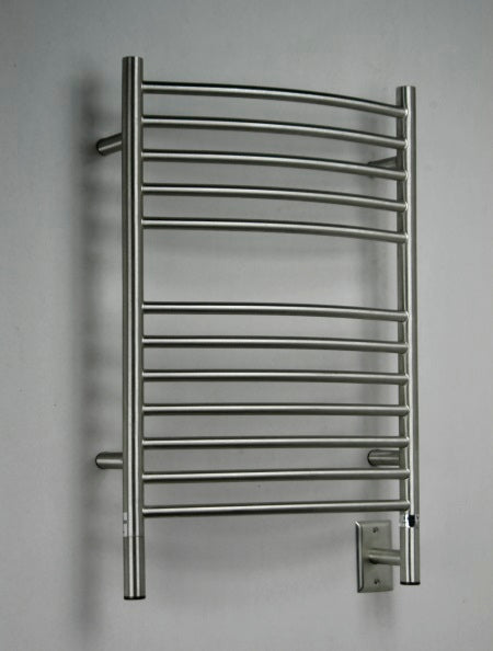 Brushed Towel Warmer, Amba Jeeves E Curved, Hardwired, 12 Bars, W 21" H 31"