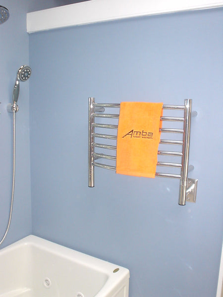 Polished Towel Warmer, Amba Jeeves H Curved, Hardwired, 7 Bars, W 21" H 18"