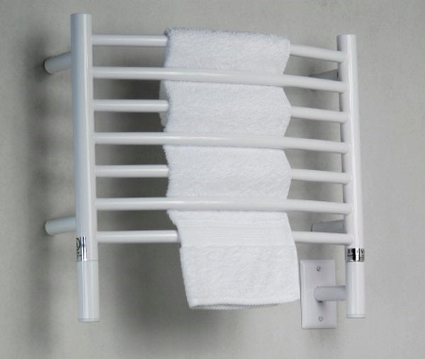 White Towel Warmer, Amba Jeeves H Curved, Hardwired, 7 Bars, W 21" H 18"