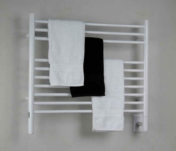 White Towel Warmer, Amba Jeeves K Straight, Hardwired, 10 Bars, W 30" H 27"