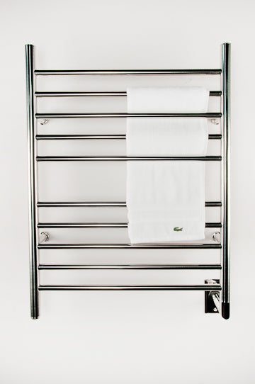 Polished Towel Warmer, Amba Radiant Hardwired Straight, 10 Bar Towel Warmer