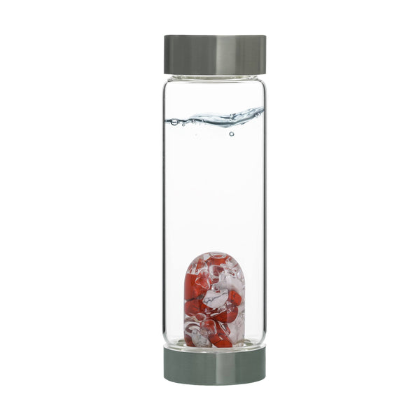 Gem Water Bottle, VitaJuwel ViA, Glass Bottle with GemPod Crystals - Fitness