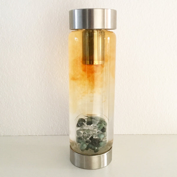 Gem Water Bottle, VitaJuwel ViA, Glass Bottle with GemPod Crystals - Vision