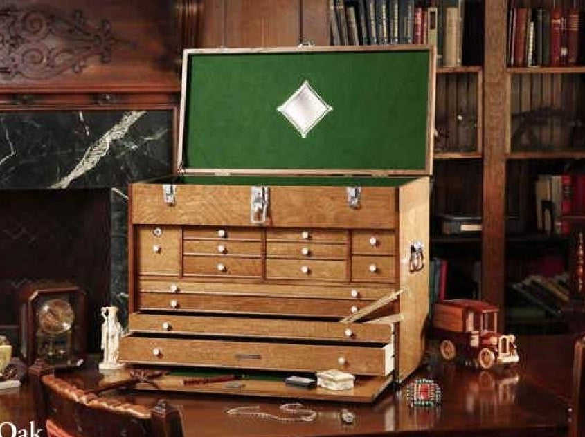 Gerstner 2613 Pro Series Wood Chest for Hobby Supplies, Jewelry, Valuables Storage