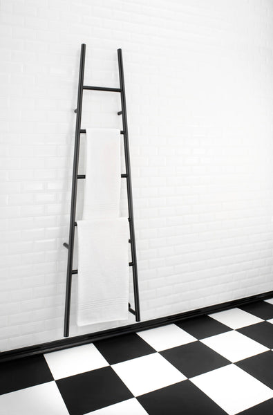 Matte Black Towel Warmer, Amba Jeeves A Ladder, Hardwired, 5 Bars, W 21" H 75"
