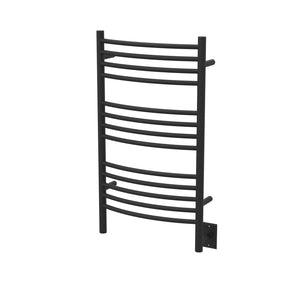 Matte Black Towel Warmer, Amba Jeeves C Curved, Hardwired, 13 Bars, W 21" H 36"