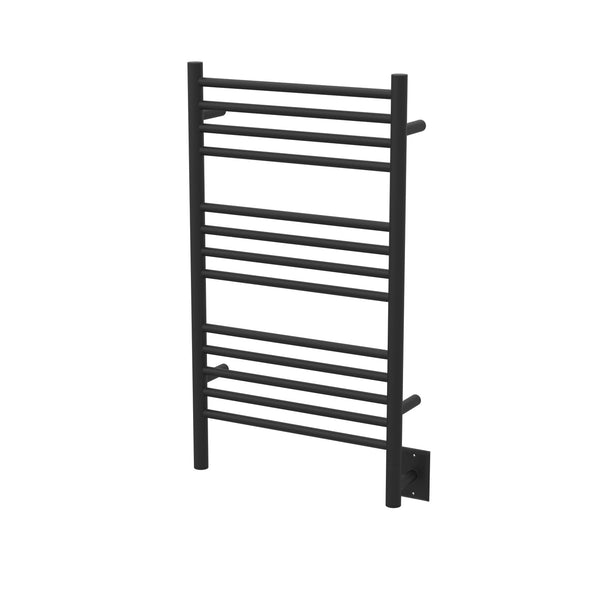 Matte Black Towel Warmer, Amba Jeeves C Straight, Hardwired, 13 Bars, W 21" H 36"