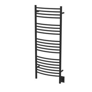 Matte Black Towel Warmer, Amba Jeeves D Curved, Hardwired, 20 Bars, W 21" H 53"