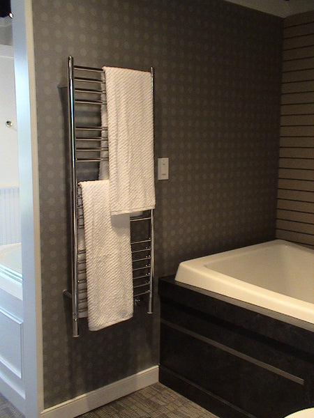 Polished Towel Warmer, Amba Jeeves D Straight, Hardwired, 20 Bars, W 21" H 53"