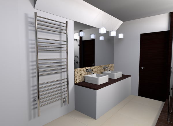 Polished Towel Warmer, Amba Jeeves D Straight, Hardwired, 20 Bars, W 21" H 53"