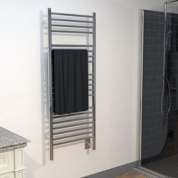 Polished Towel Warmer, Amba Jeeves D Straight, Hardwired, 20 Bars, W 21" H 53"