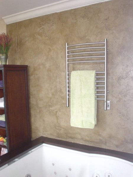 Brushed Towel Warmer, Amba Jeeves E Curved, Hardwired, 12 Bars, W 21" H 31"