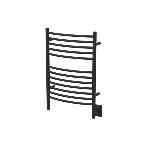 Matte Black Towel Warmer, Amba Jeeves E Curved, Hardwired, 12 Bars, W 21" H 31"