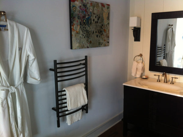 Oil Rubbed Bronze Towel Warmer, Amba Jeeves E Curved, Hardwired, 12 Bars, W 21" H 31"