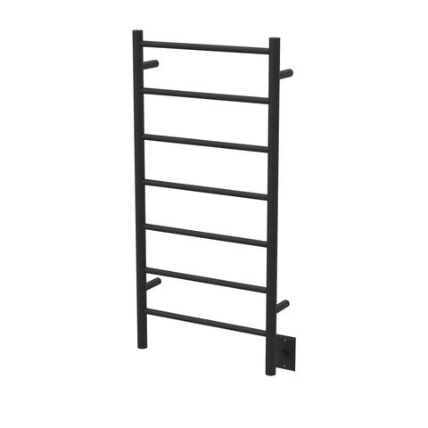 Matte Black Towel Warmer, Amba Jeeves F Straight, Hardwired, 7 Bars, W 21" H 41"