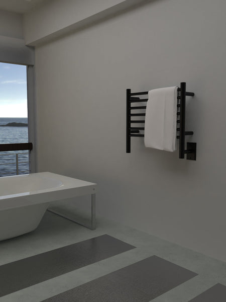 Matte Black Towel Warmer, Amba Jeeves H Straight, Hardwired, 7 Bars, W 21" H 18"