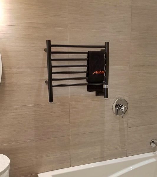 Oil Rubbed Bronze Towel Warmer, Amba Jeeves H Straight, Hardwired, 7 Bars, W 21" H 18"