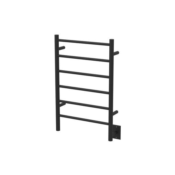 Matte Black Towel Warmer, Amba Jeeves J Straight, Hardwired, 6 Bars, W 21" H 31"