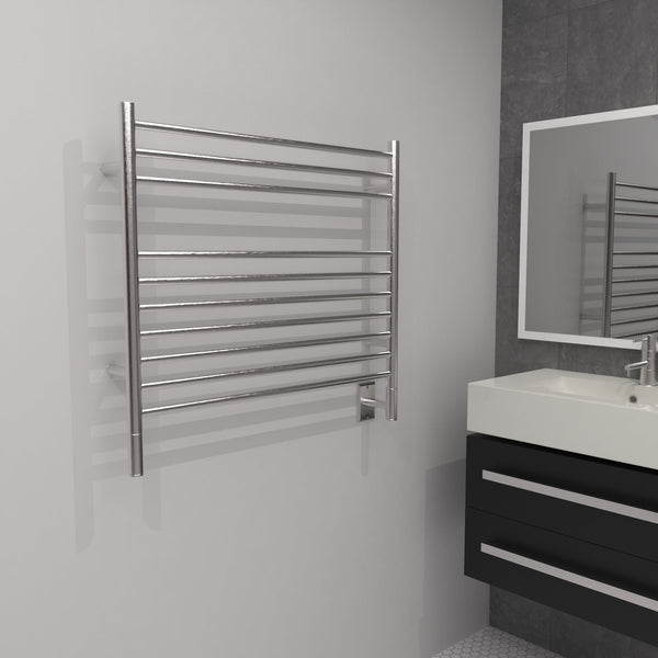 Brushed Towel Warmer, Amba Jeeves K Straight, Hardwired, 10 Bars, W 30" H 27"