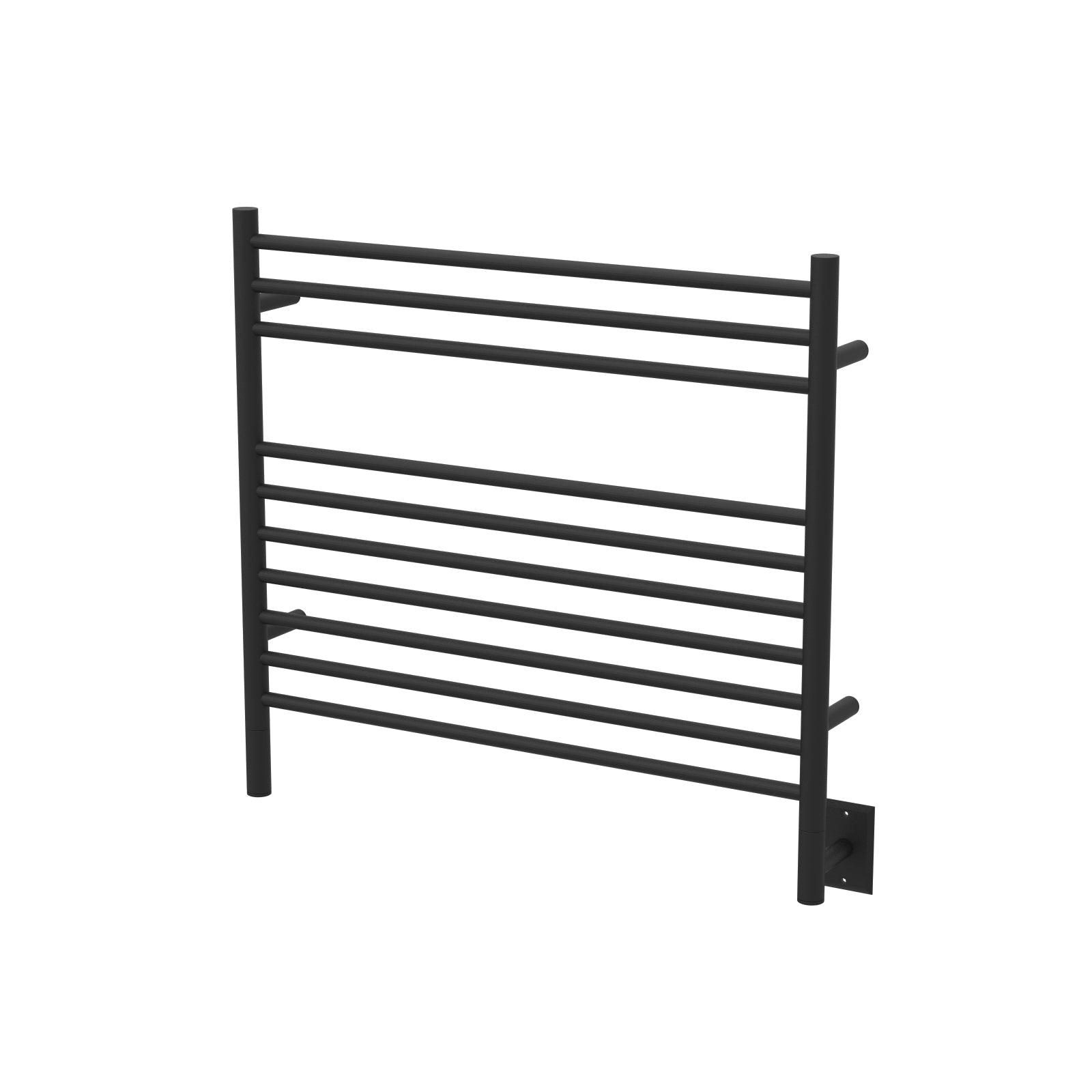 Matte Black Towel Warmer, Amba Jeeves K Straight, Hardwired, 10 Bars, W 30" H 27"