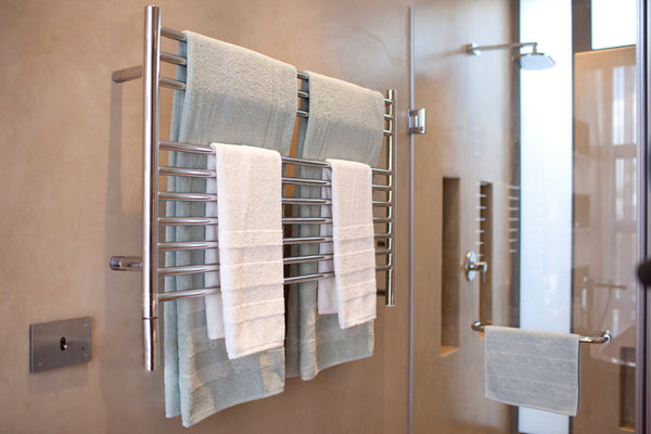 Polished Towel Warmer, Amba Jeeves K Straight, Hardwired, 10 Bars, W 30" H 27"