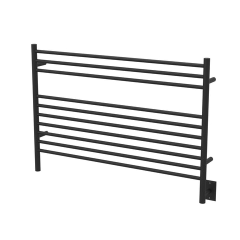 Matte Black Towel Warmer, Amba Jeeves L Straight, Hardwired, 10 Bars, W 40" H 27"