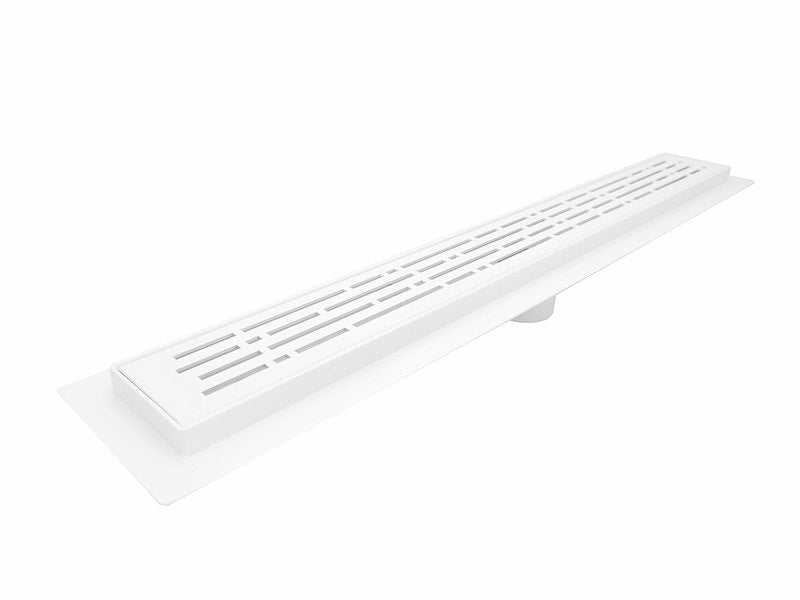 16 Inch White Linear Shower Drain, Broken Lane Design by SereneDrains