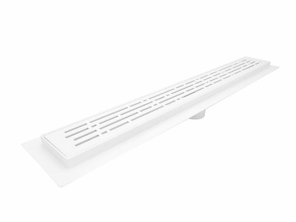 16 Inch White Linear Shower Drain, Broken Lane Design by SereneDrains