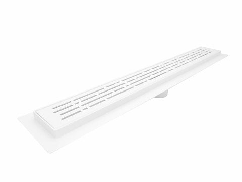 Matte White Linear Shower Drains, Stainless Steel Broken Lane Design by SereneDrains