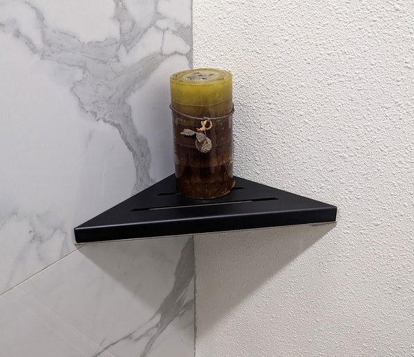 Wall Mounted Matte Black 9 Inch Triangle Shower Shelf