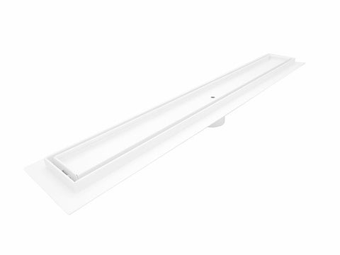 16 Inch Matte White Tile Insert Linear Shower Drain by SereneDrains