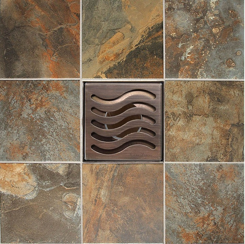 SereneDrains 4 Inch Square Drain Cover Oil Rubbed Bronze